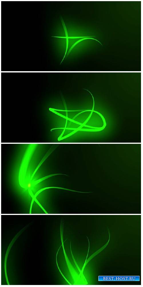 Video footage Glowing green lines fly and create space for the logo
