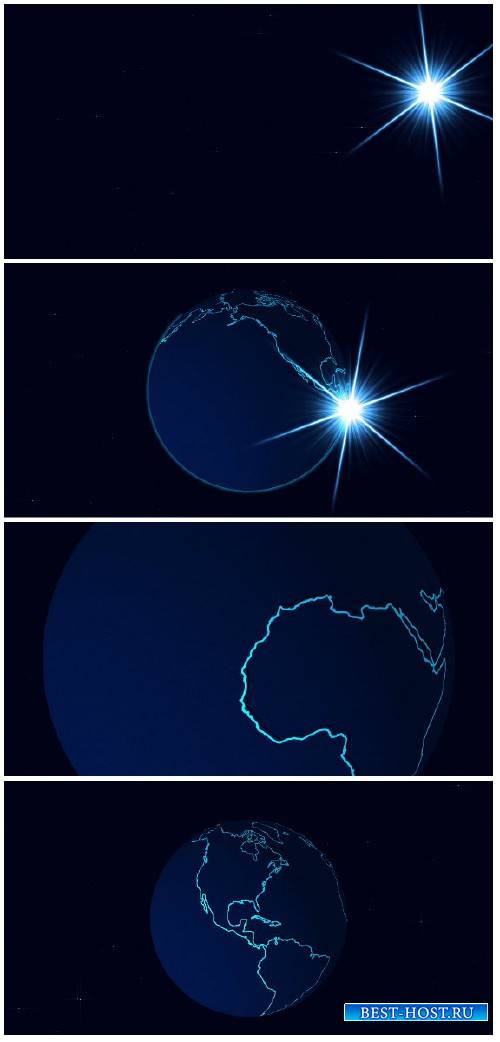 Video footage Blue ribbons draws a symbolic globe in the center of the scre ...