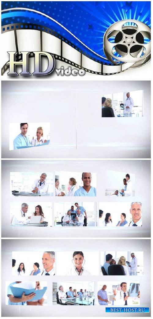 Video footage Medical team montage on white background