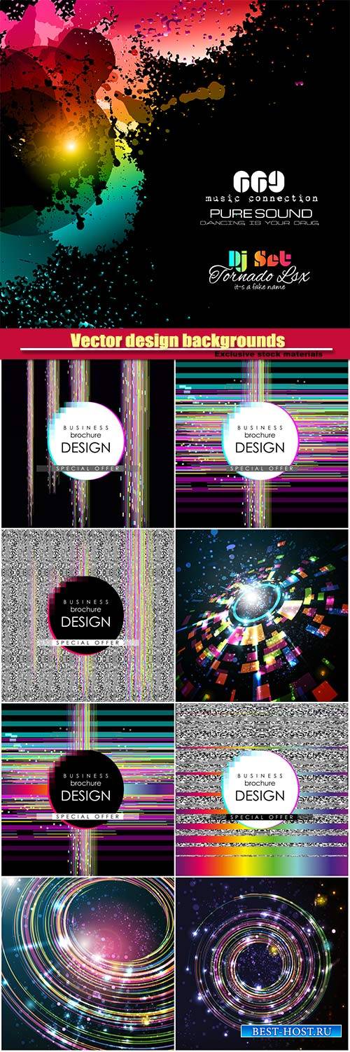 Dynamic trendy vector design backgrounds with glitch effect