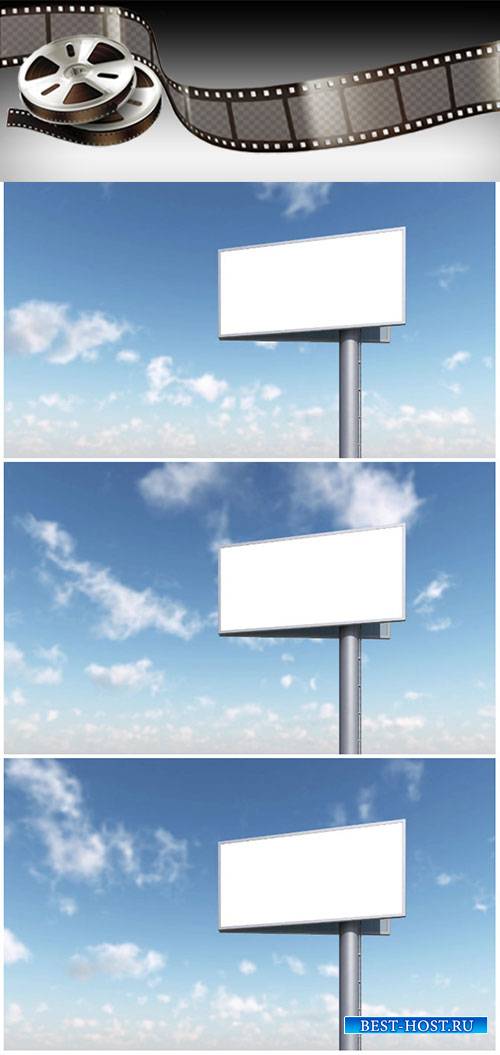 Video footage blank billboard against blue sky