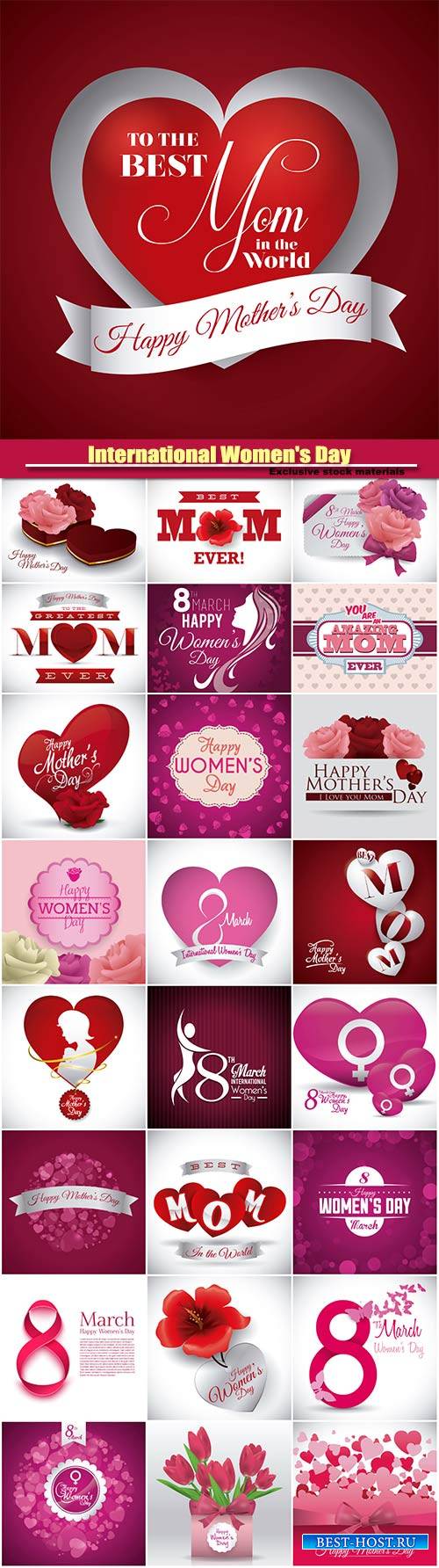 International Women's Day, 8 March backgrounds vector