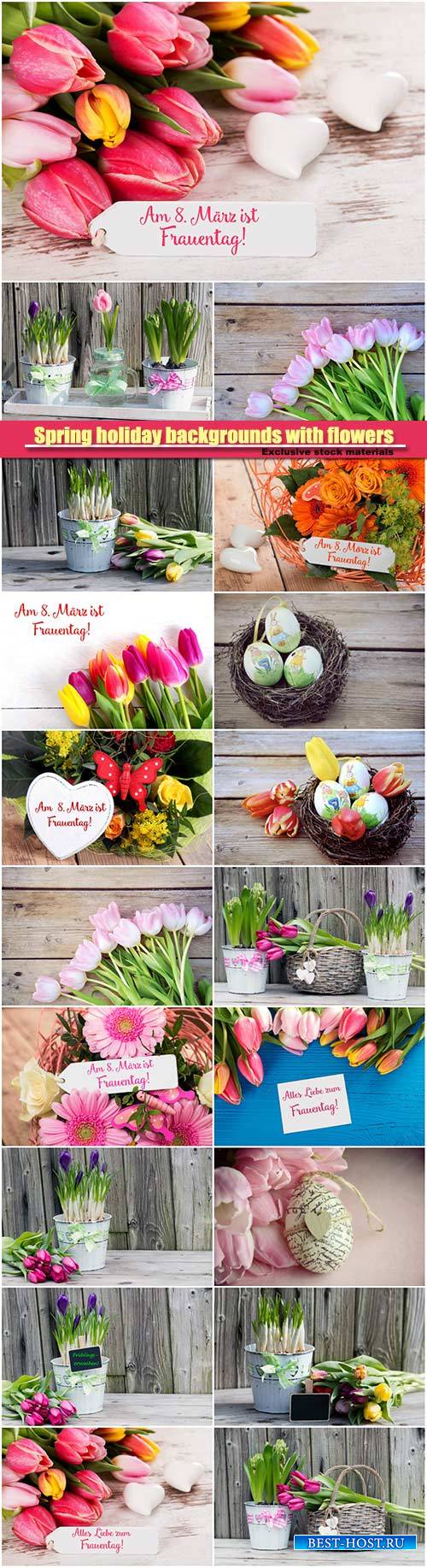 Spring holiday backgrounds with flowers