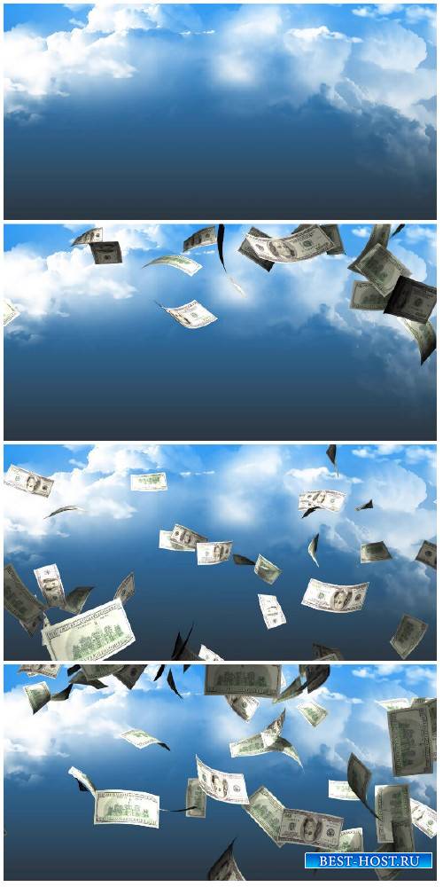 Video footage Money falling from sky concept animation