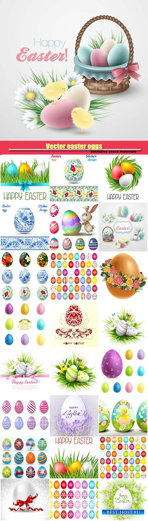 Vector easter eggs, happy easter holiday vector backgrounds
