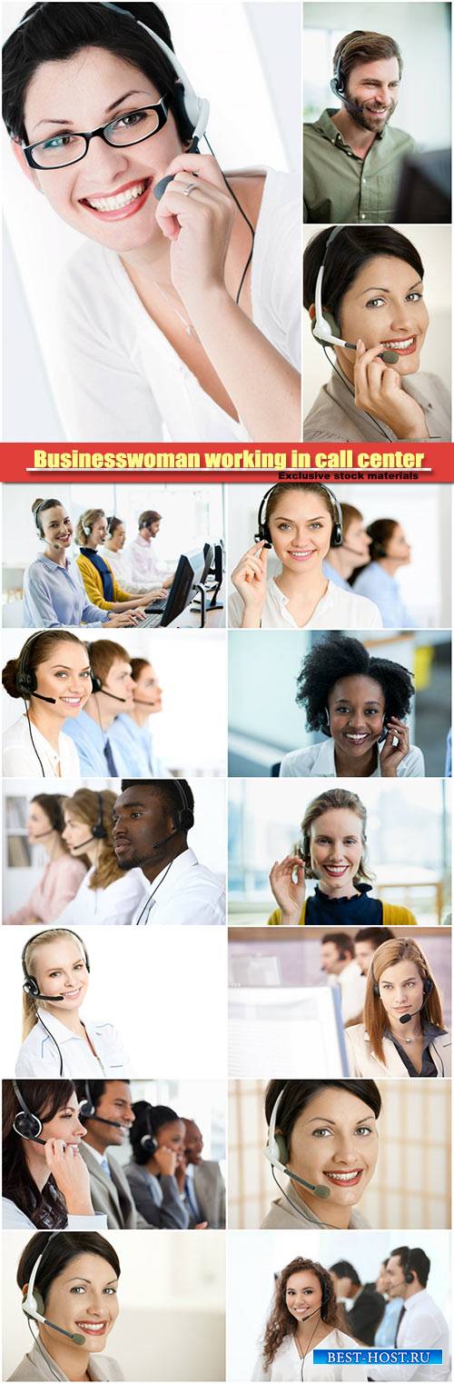 Young business people working in call center