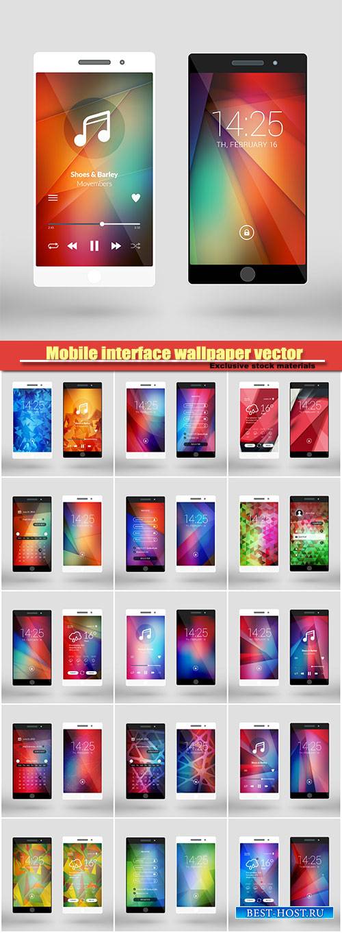 Mobile interface wallpaper vector design