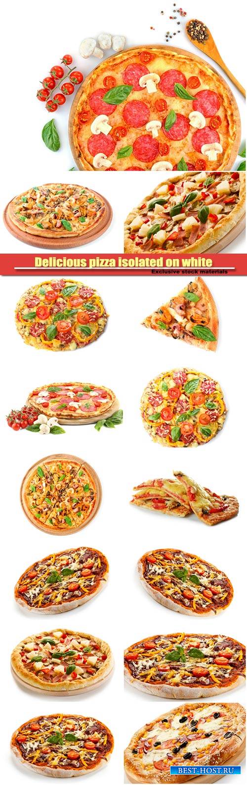 Delicious pizza isolated on white background