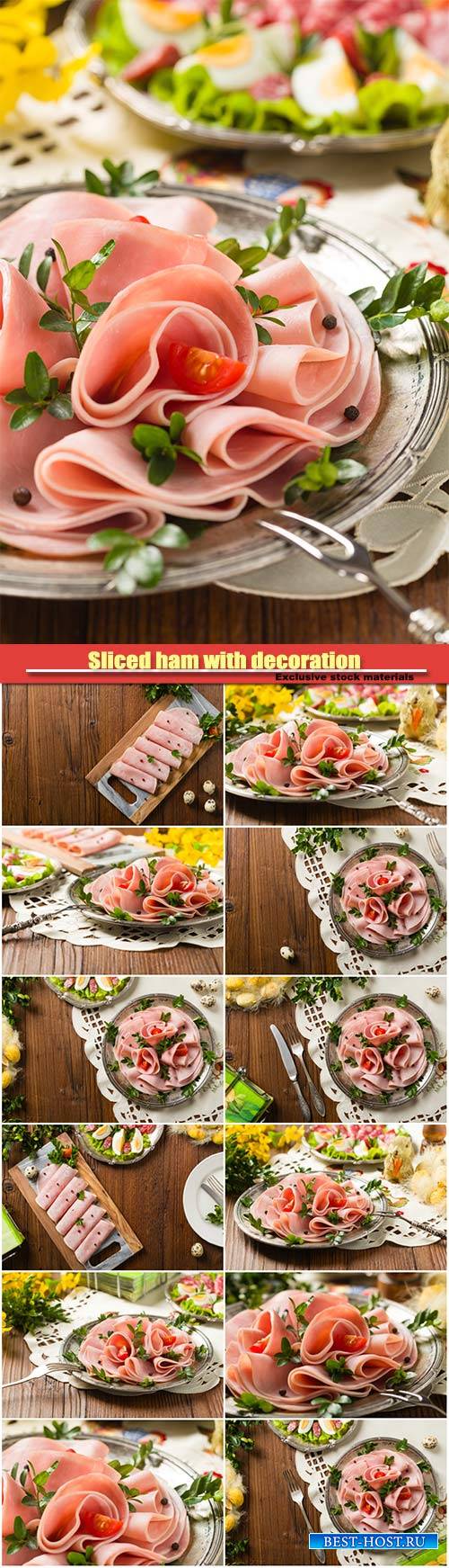 Sliced ham with decoration