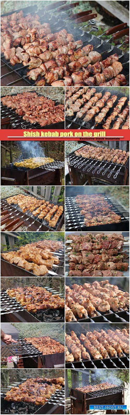 Shish kebab pork on the grill