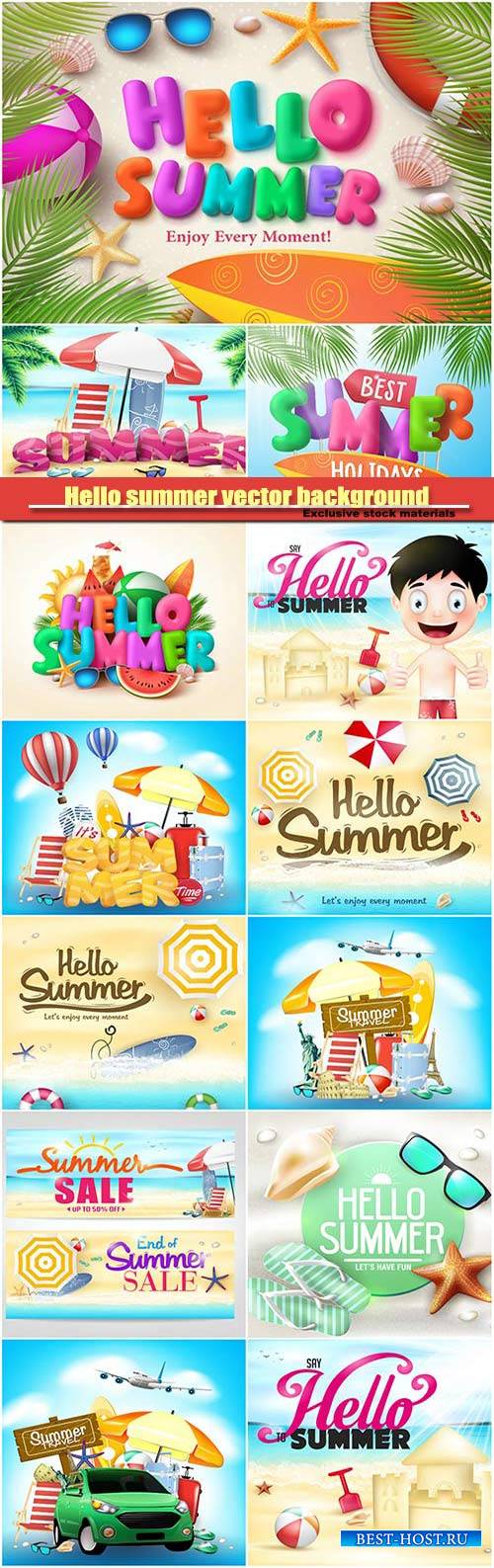 Hello summer vector background