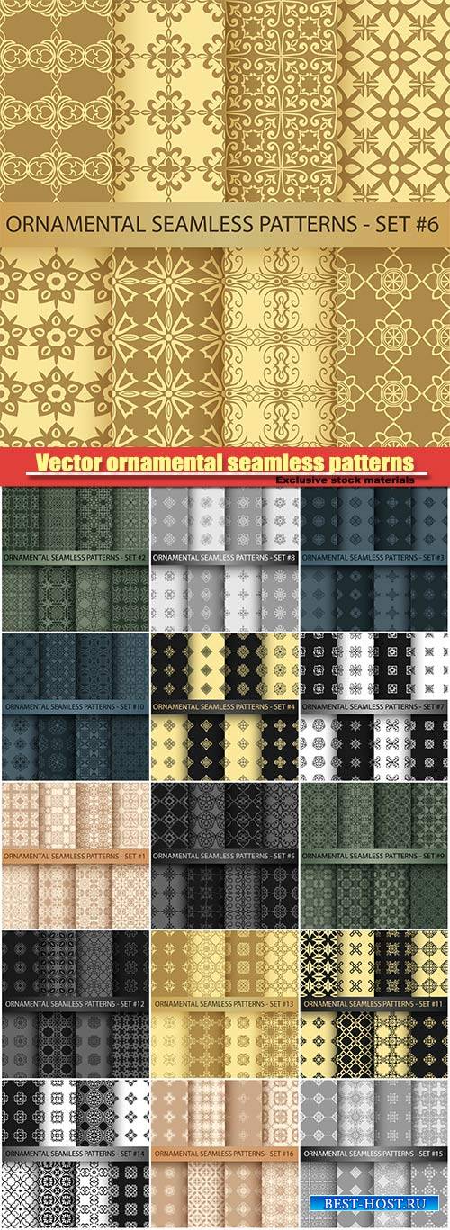 Vector ornamental seamless patterns set
