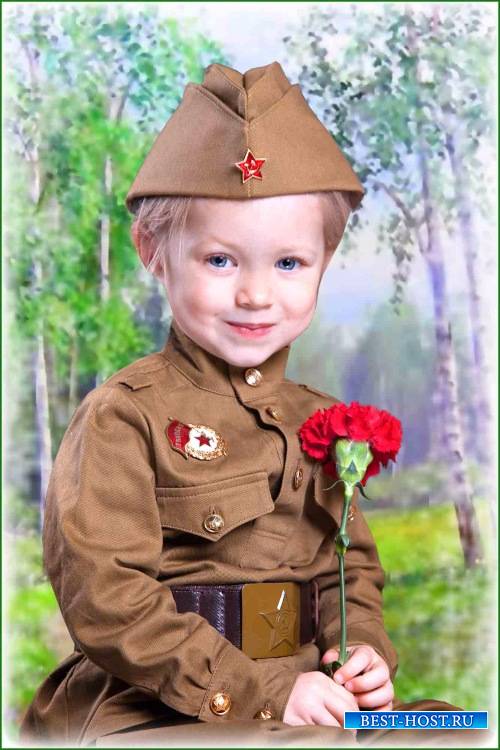 Детский шаблон для фотомонтажа – В костюме военного
