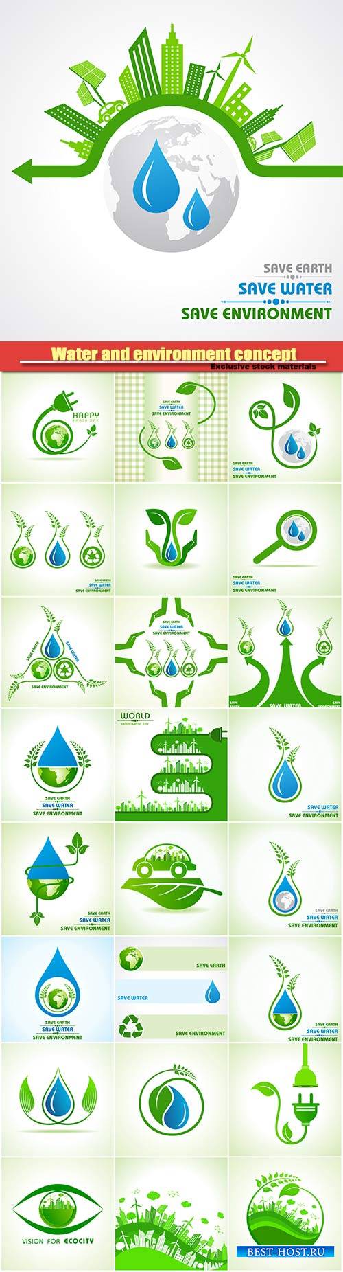 Save earth, water and environment concept