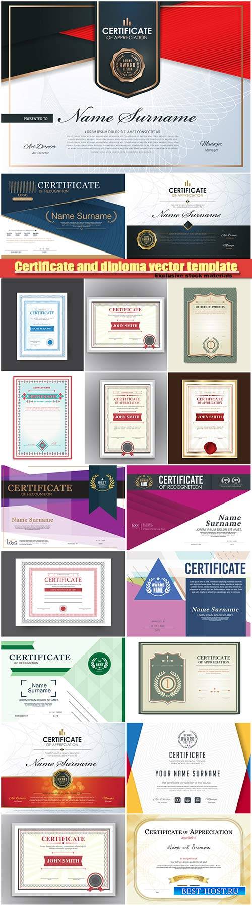 Certificate and diploma design template