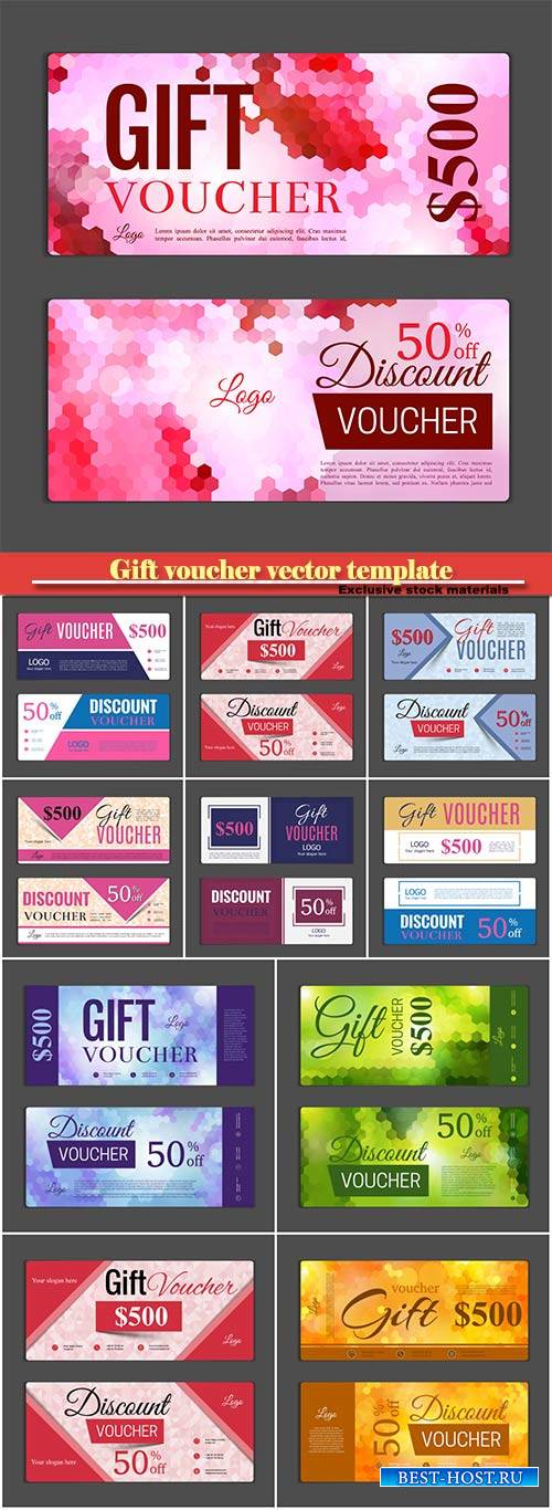 Gift voucher vector template, discount coupon