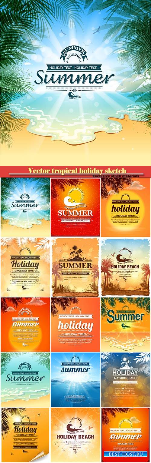 Vector tropical holiday sketch