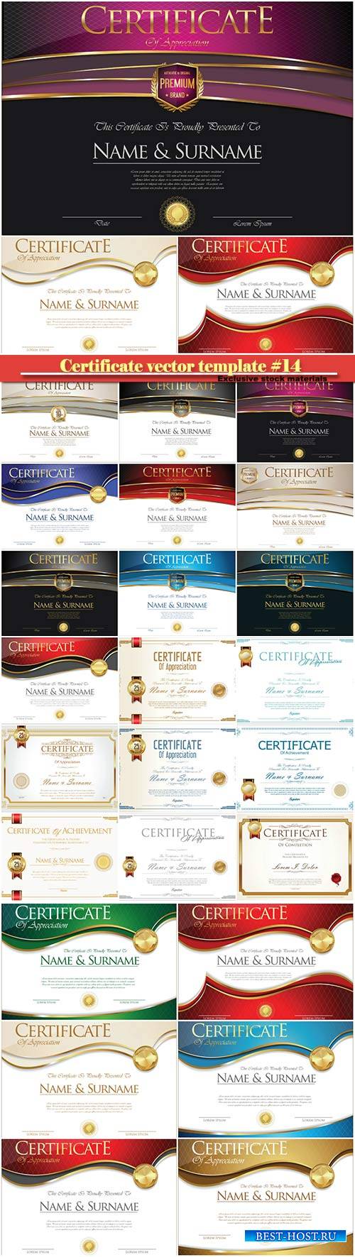 Certificate and vector diploma design template #14