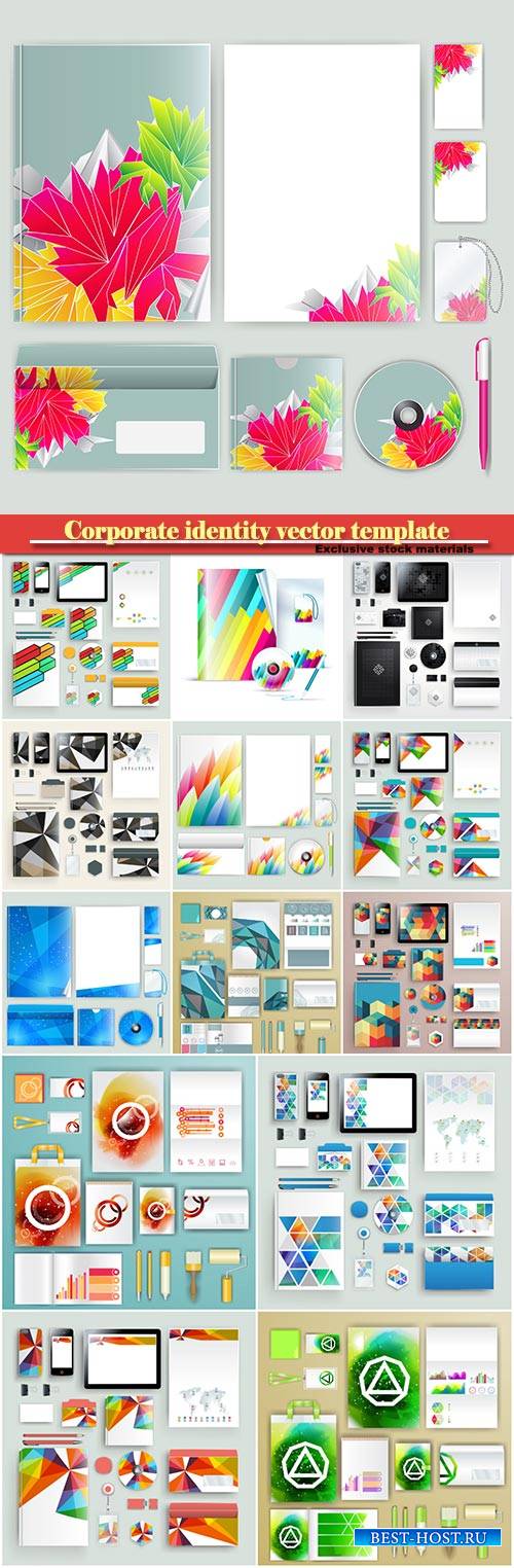 Corporate identity vector template with color elements