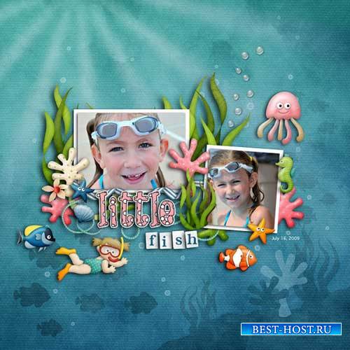 Детский скрап-набор - Дети на пляже: Подводное царство