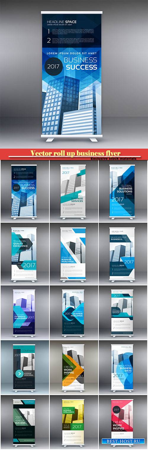 Vector roll up business flyer banner design