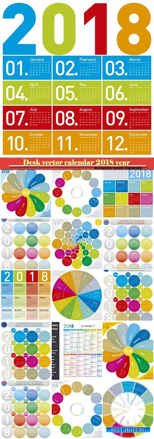 Desk vector calendar design templatefor 2018 year # 5