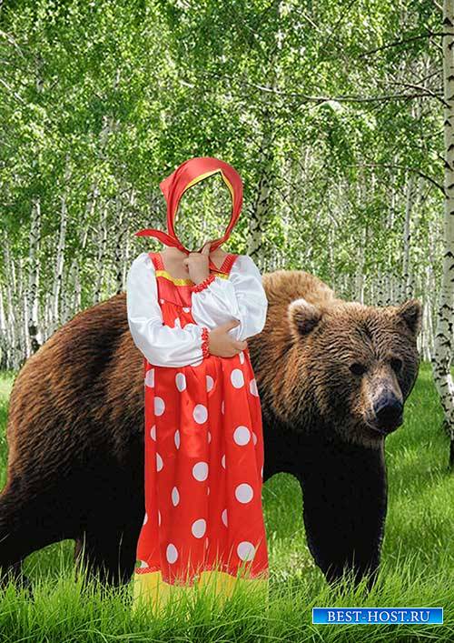 Детский фотошаблон - Маша и медведь