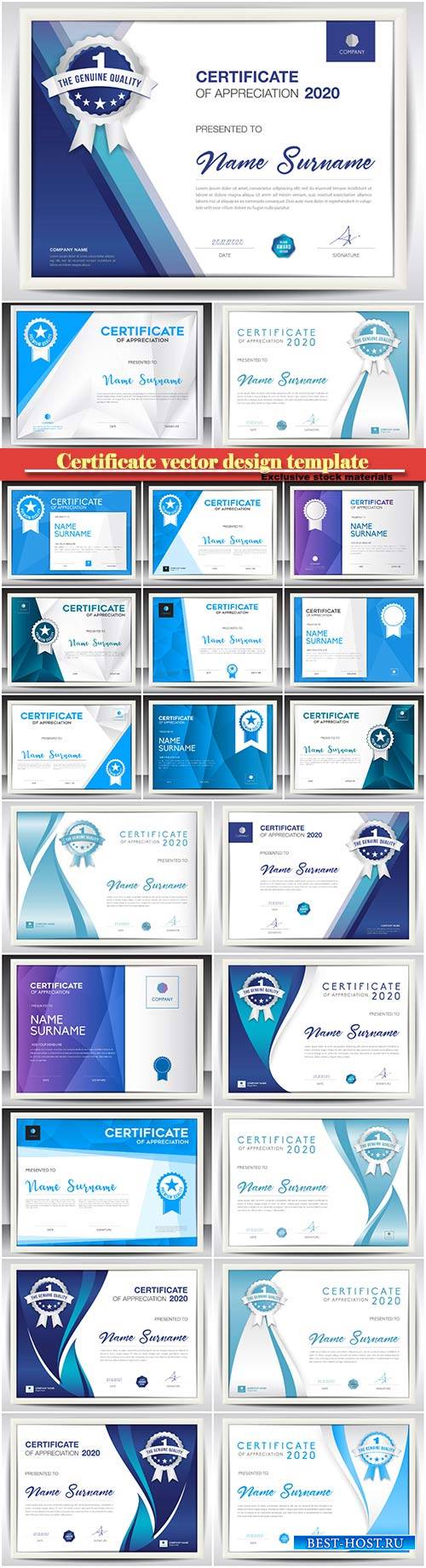 Certificate and vector diploma design template # 37