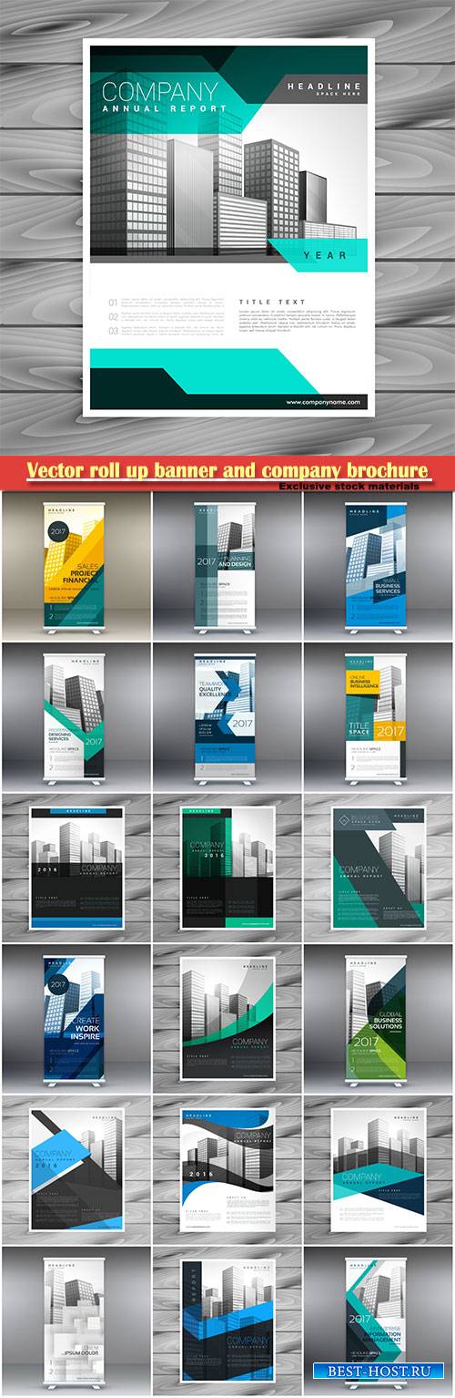 Abstract standee vector roll up banner and company brochure poster