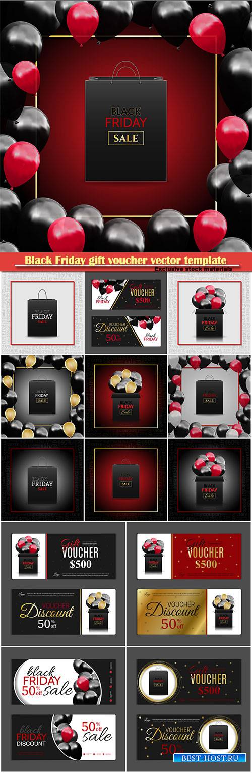 Black Friday gift voucher vector template, discount coupon, discount backgr ...