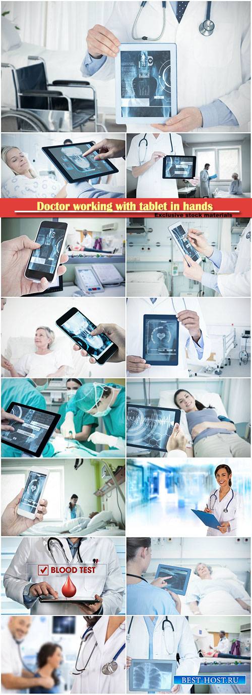 Doctor working with tablet in hands