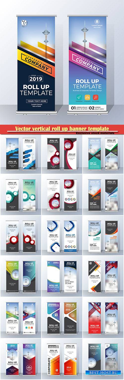 Vector vertical roll up banner template design for announce and advertising