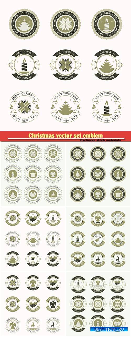 Christmas vector set emblem with a snowflake, a burning candle and a black  ...