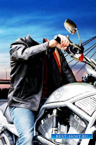 Png для фотошопа на прозрачном фоне - Байкер за рулем мотоцикла