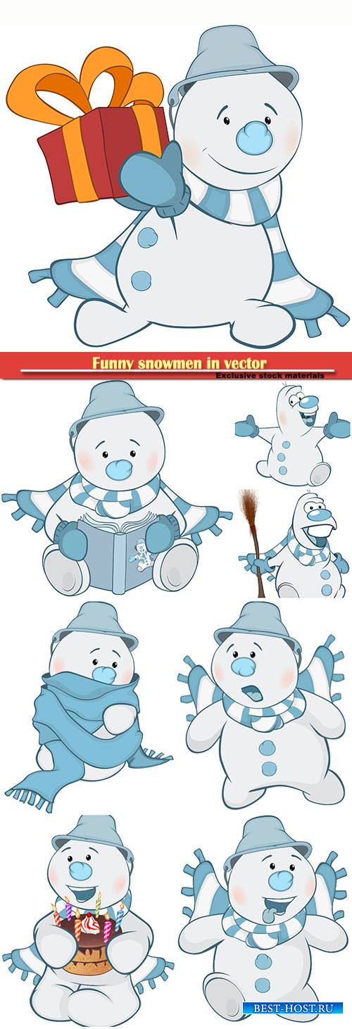 Funny snowman in vector