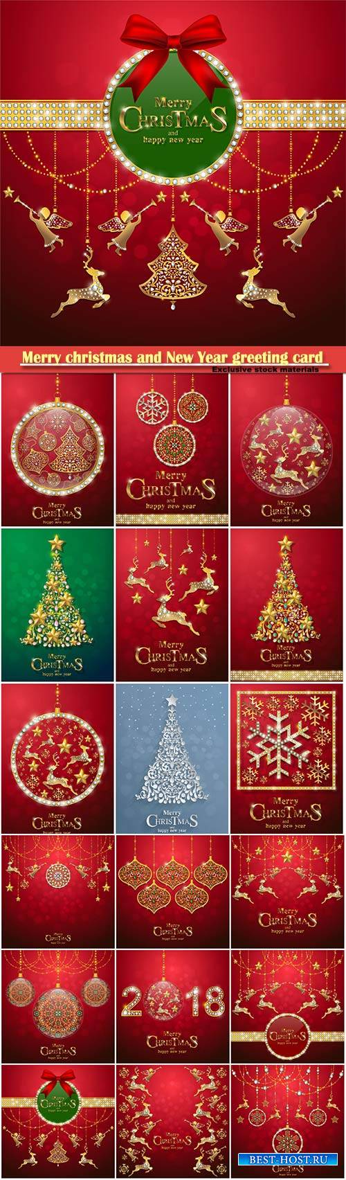 Merry christmas and New Year greeting card vector # 20