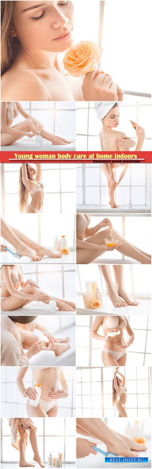 Young woman body care at home indoors #3