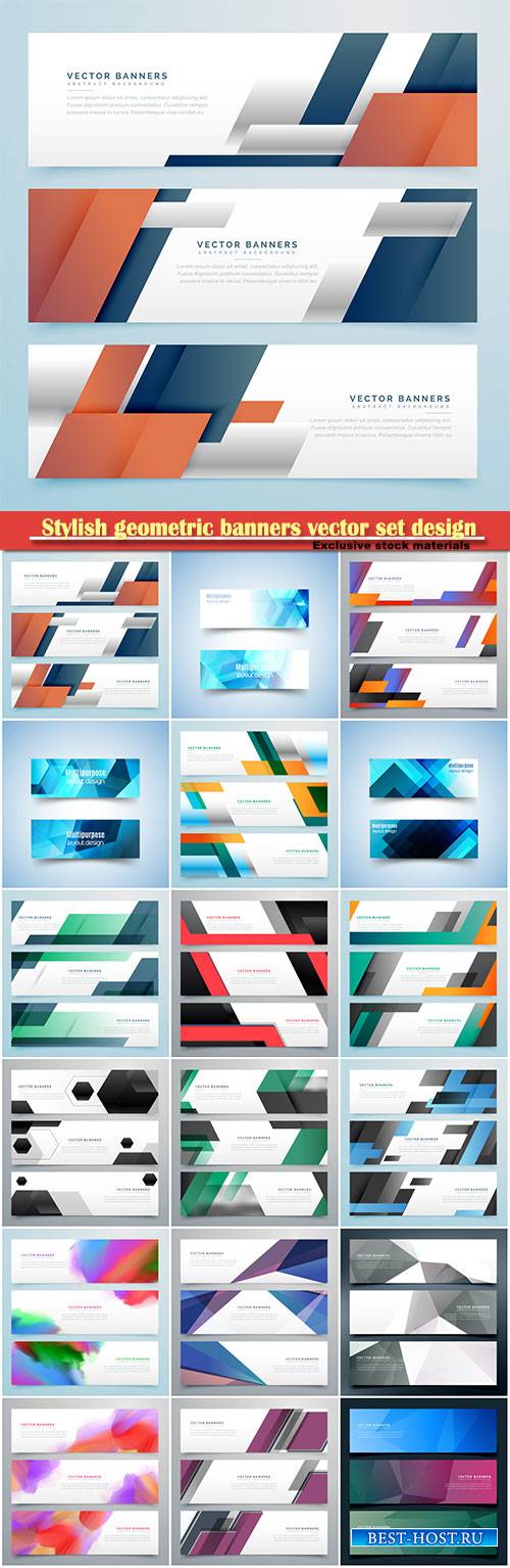 Stylish geometric banners vector set design