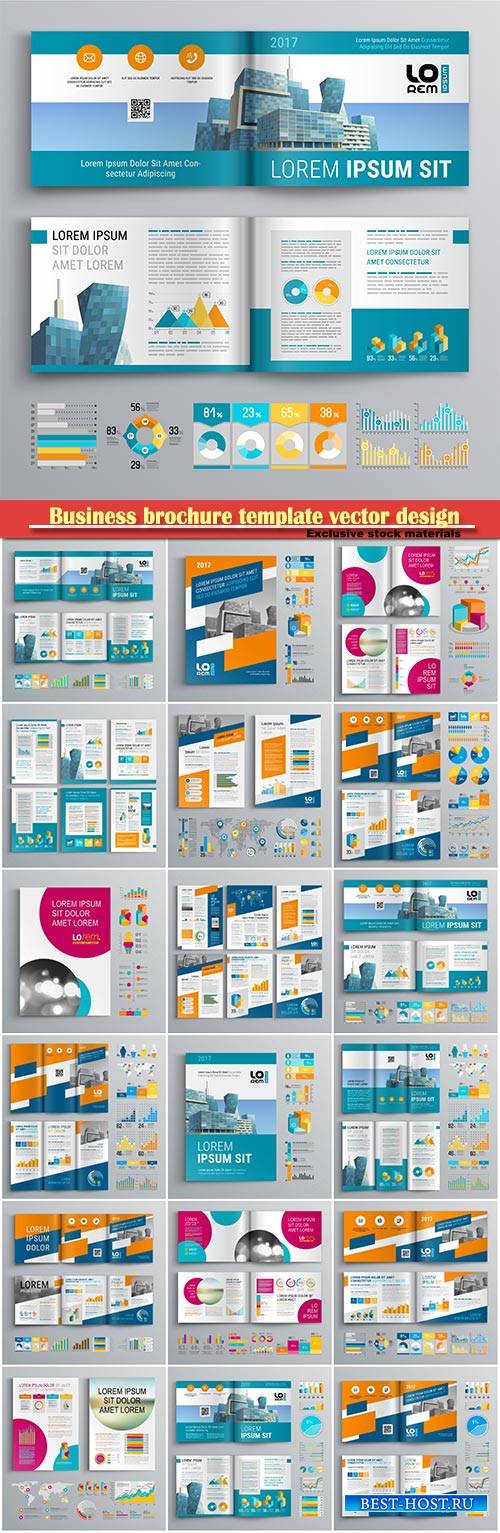 Business brochure template vector design, cover layout and infographics