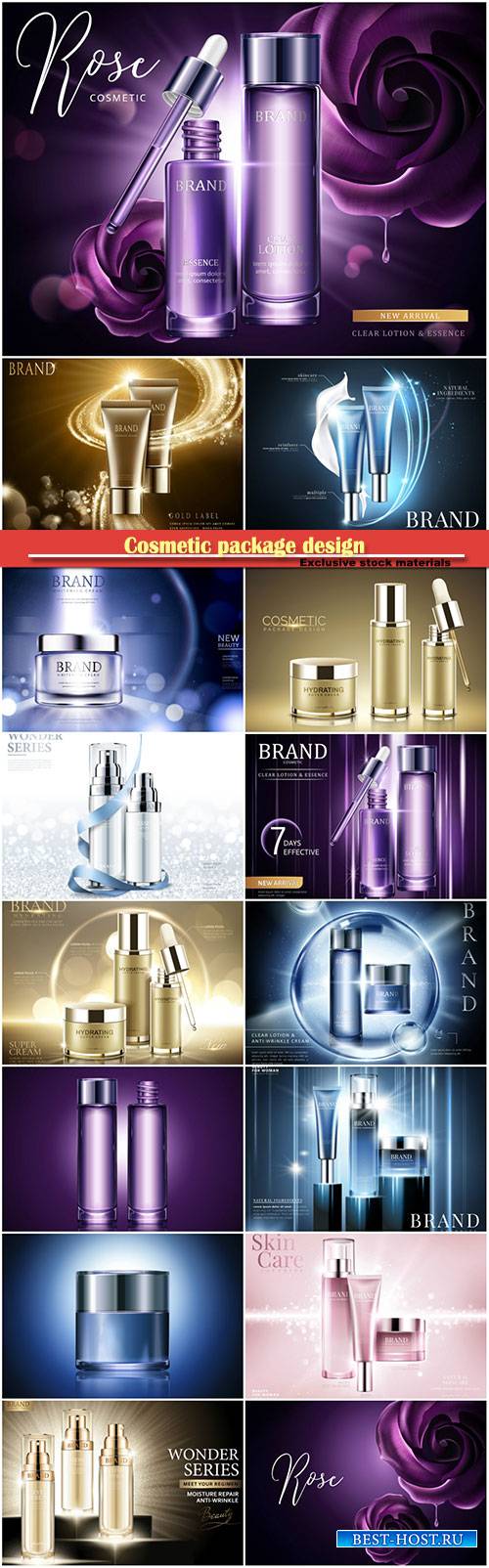 Cosmetic package design in 3d vector illustration
