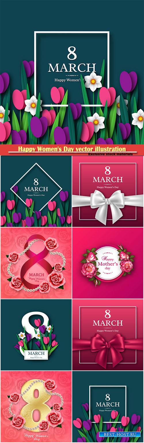 Happy Women's Day vector illustration,8 March, spring flower background