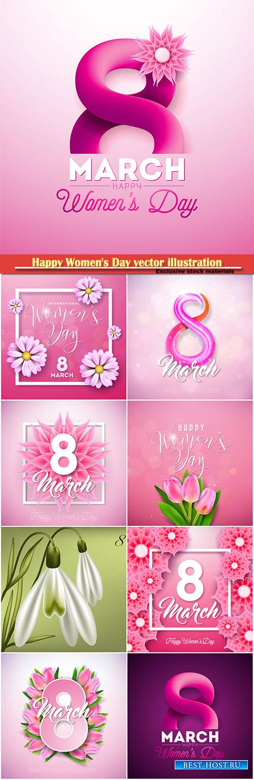 Happy Women's Day vector illustration,8 March, spring flower background # 6