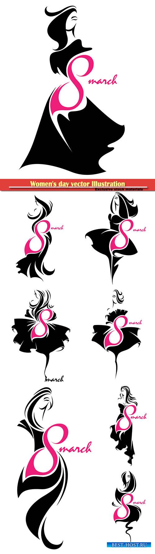 Women's day vector Illustration of women silhouette icon