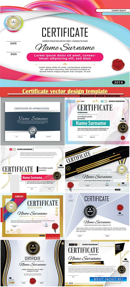 Certificate and vector diploma design template # 54