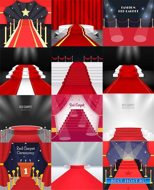 Красный ковёр на сцену - Вектор / Red carpet on stage - Vector