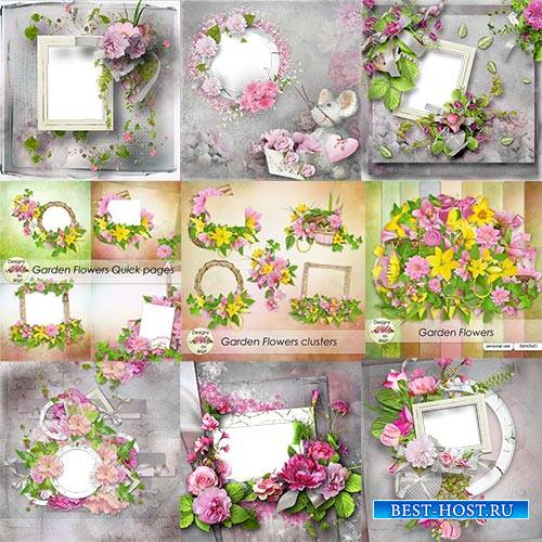 Scrap-set - Floral Bundle / Garden flowers