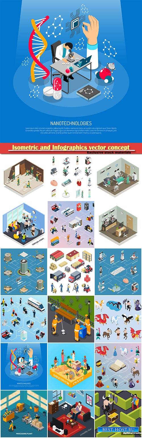 Isometric and Infographics vector concept, icon set on business style # 7
