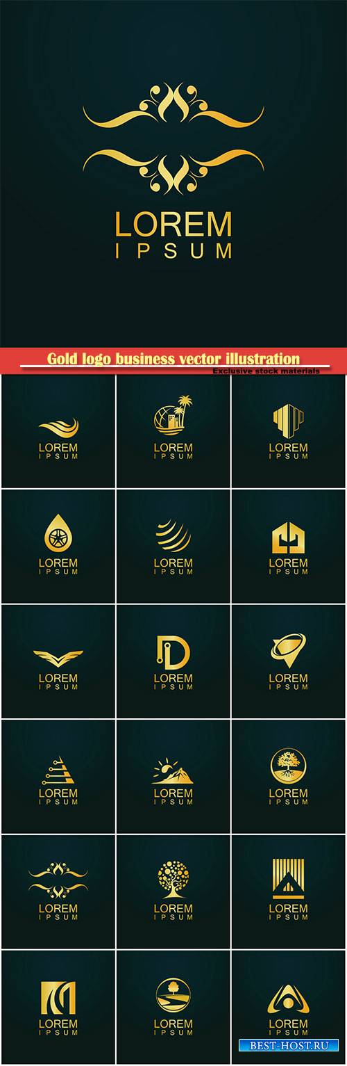 Gold logo business vector abstract illustration # 49