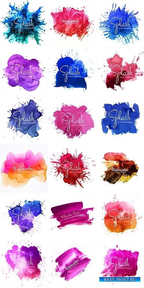 Abstract brush stroke for design and colorful splash watercolor in vector