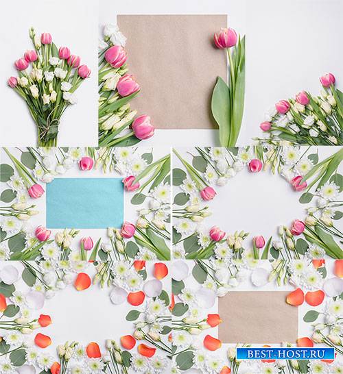Букеты из роз и тюльпанов - Клипарт / Bouquets of roses and tulips - Clipart